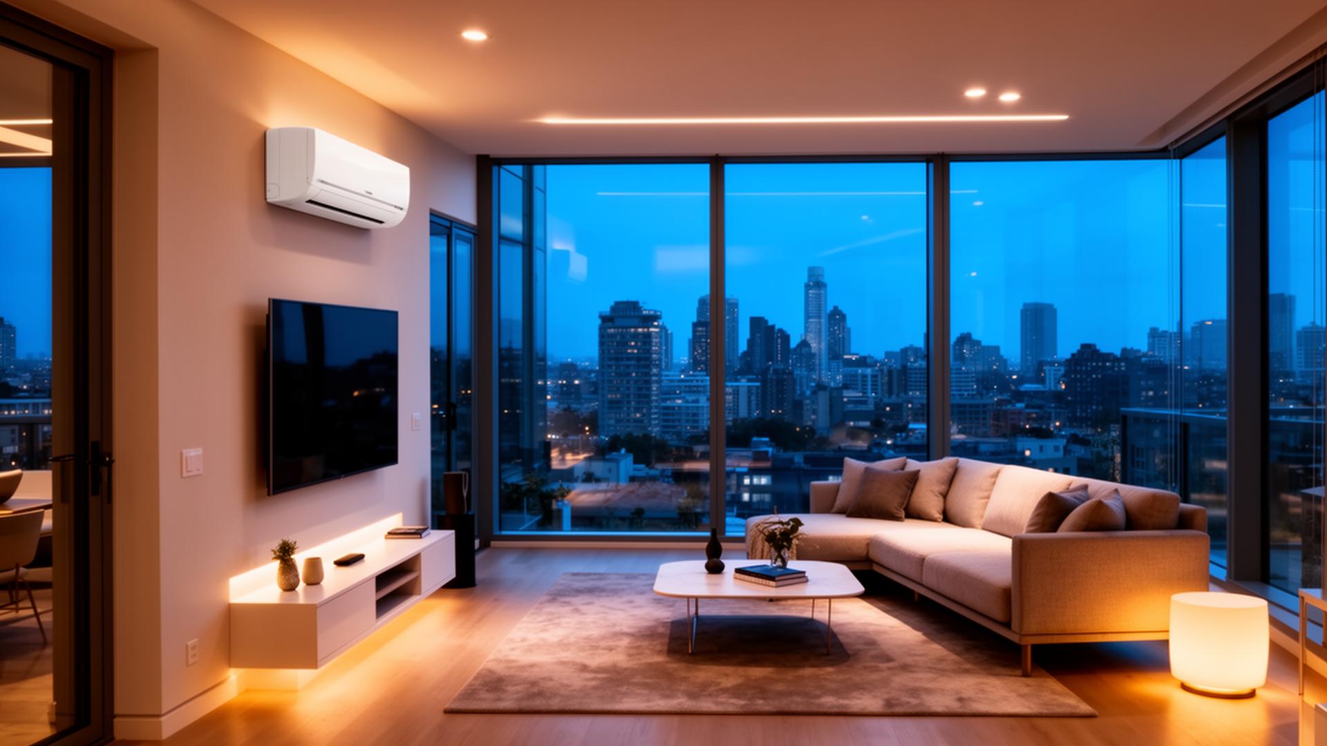 Modern luxury short-term rental apartment with HVAC system